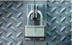 Keyed Padlocks: Padlock securing doors